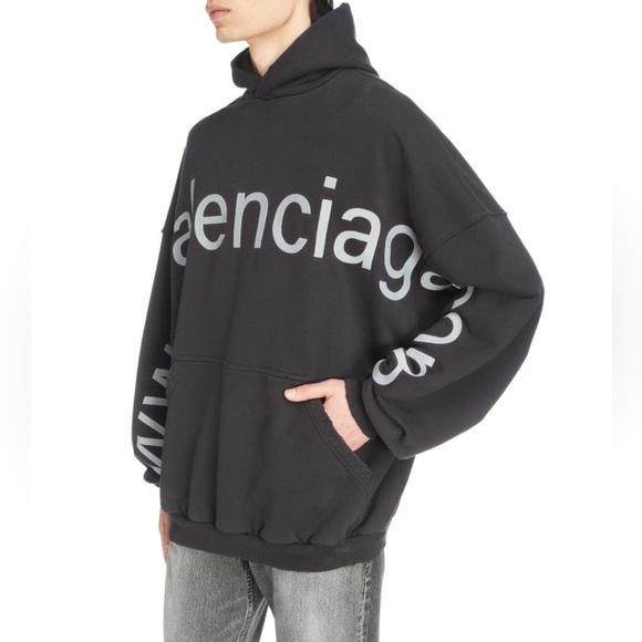 BALENCIAGA Gender Inclusive Oversized Distressed Balenciaga.com Hoodie - Picture 2 of 11